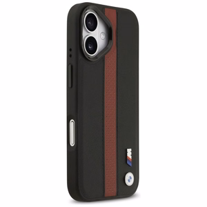 BMW Suojakuori iPhone 17:lle MagSafe-yhteensopiva BMHMP17S25PCPSKR (PU Perfotated Stripe Logo) punainen
