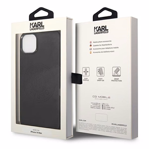 Karl Lagerfeld Leather Perforated Logo Case for iPhone 14 Plus - Black