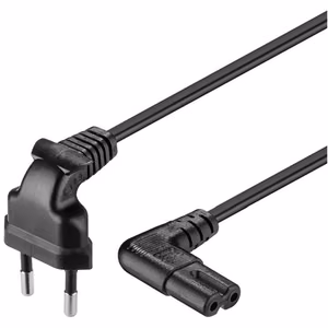 Goobay Euro connection cord, both ends angled 97344 Black Euro male (Type C CEE 7/16) Device socket C7