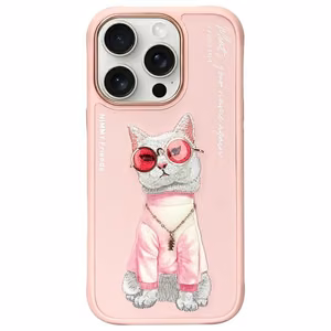 NIMMY Suojakuori GLASSES COOL CAT iPhone 16 Pro Max:lle vaaleanpunainen