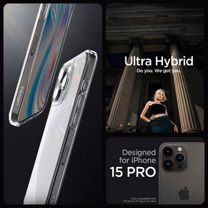 Spigen Ultra Hybrid iPhone 15 Pro Suojakuori - Kirkas Matta