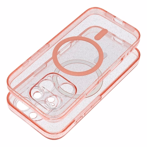 Suojakuori Samsung S26:lle Clear Mag Cover (STR) yhteensopiva MagSafen kanssa vaaleanpunainen glitter