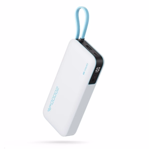 Cuktech CUKP200NGLLG varavirtalähde sisäänrakennetulla USB-C-kaapelilla, 20000 mAh, 55 W, valkoinen