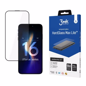 3mk HardGlass Max Lite Tempered Glass with Black Frame for iPhone 16 Pro