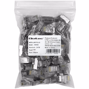 Qoltec 54556 RJ45 Modulaarinen Liitin CAT6 FTP Kullatut Kontaktit 100 kpl