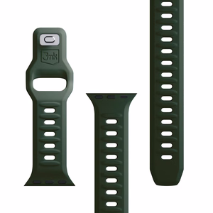 3mk-silikoniranneke Apple Watchille, 42/44/45/46/49 mm, tummanvihreä, suuri koko