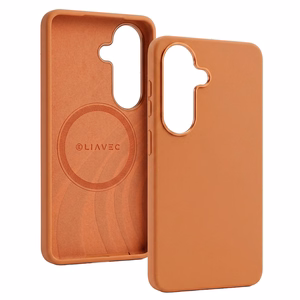 Liavec Silky suojakuori metallisella kamerakehyksellä Samsung Galaxy S26 -puhelimelle oranssi