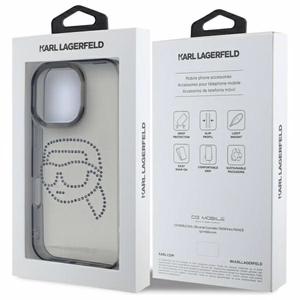 Karl Lagerfeld KLHCP16XHKHDCELK iPhone 16 Pro Max 6.9" Musta/Musta Kova Suojakuori IML Rhinestones Karl Head