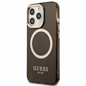 Guess Gold Outline läpinäkyvä MagSafe Suojakuori iPhone 13 Pro Max:lle - musta