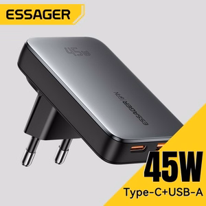 Charger Essager "GaN Ultra" Black 45W (1xPD / 1xQC3.0)