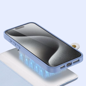 Dux Ducis Lawa Nahkainen Suojakuori iPhone 15 Pro Max:lle - sininen