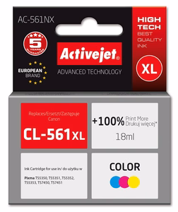 Activejet AC-561NX – kolmivärinen mustekasetti, korvaa tuotteen Canon CL-561XL, 18 ml, Supreme