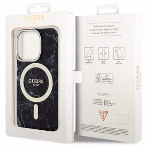 Guess GUHMP14XPCUMAK iPhone 14 Pro Max 6.7 musta/musta suojakuori Marble MagSafe