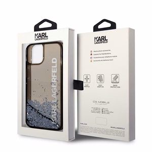 Karl Lagerfeld Liquid Glitter Elong suojakuori iPhone 14 Plus:lle - musta