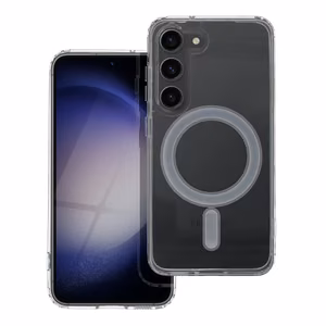 Suojakuori Samsung S23:lle Clear Mag Cover (STR) yhteensopiva MagSafen kanssa läpinäkyvä
