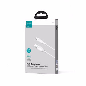 Joyroom Multi-Color Series S-A34 USB-A / USB-C kaapeli 100W 1m - valkoinen