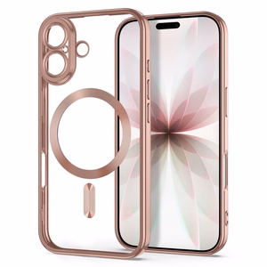 Tech-Protect MagFlex -suojakuori iPhone 17 -mallille, läpinäkyvä vaaleanpunainen