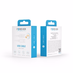 Forever kaapeli USB-C - USB-C 1,0 m 60W valkoinen