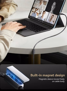 Joyroom S-A50 Unlimited Series 60W USB-C - USB-C -kaapeli magneettisella kaapelinorganisaattorilla 1,2 m - harmaa