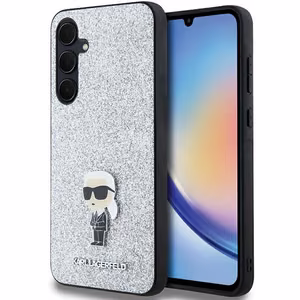 Karl Lagerfeld Fixed Glitter Ikonik Logo Metal Pin Suojakuori Samsung Galaxy A35:lle - hopeinen
