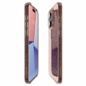 Spigen Liquid Crystal Glitter iPhone 15 Pro Max Suojakuori - Vaaleanpunainen/Kirkas