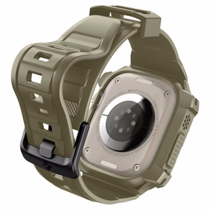 Spigen Rugged Armor Pro - Ranneke ja suojakuori Apple Watch Ultralle 49 mm (Vintage Khaki)