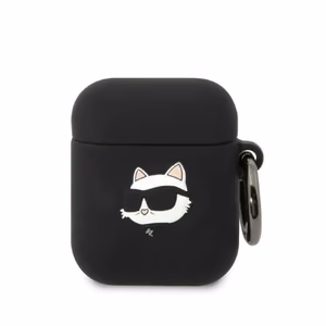 Karl Lagerfeld KLA2RUNCHK AirPods 1/2 Suojakuori musta/musta Silikoninen Choupette Head 3D