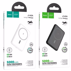 Varavirtalähde Hoco 5000 mAh QC PD 2A 20W erittäin ohut J140A musta, MagSafe-yhteensopiva