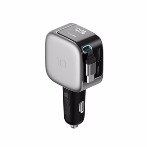 Cuktech CC903P car charger 100 W, with display and 70 cm retractable USB-C cable – gray