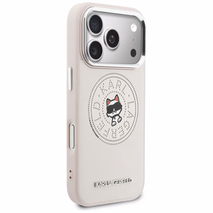 Karl Lagerfeld Point & Choupette Sketch MagSafe -suojakuori iPhone 17 Pro Max:lle vaaleanpunainen