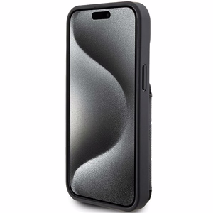 Karl Lagerfeld Saffiano Cardslots and Stand Monogram Ikonik Patch suojakuori iPhone 15:lle - musta