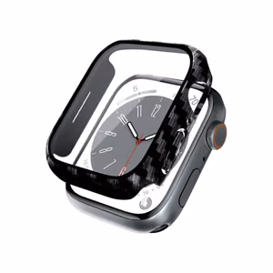 Crong Hybrid Watch Case suojakuori integroidulla lasilla Apple Watch 41 mm -kellolle, hiilikuitukuvioinen