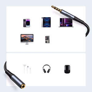Joyroom stereo audio-kaapeli AUX 3.5 mm mini jack (uros) - mini jack (naaras) 1.2 m musta (SY-A09)