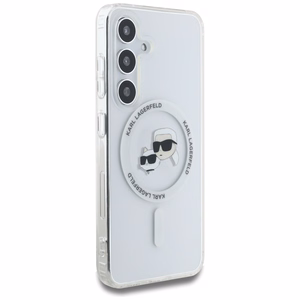 Karl Lagerfeld Button Karl & Choupette Heads Printed Logo MagSafe Suojakuori Samsung Galaxy S25 Valkoinen