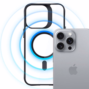 3mk Satin Armor MagCase MagSafe-tuella iPhone 16 Pro Max:lle - Läpinäkyvä mustalla kehyksellä