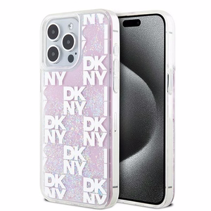 DKNY iPhone 15 Pro Max 6.7" Vaaleanpunainen Suojakuori Liquid Glitter Multilogo