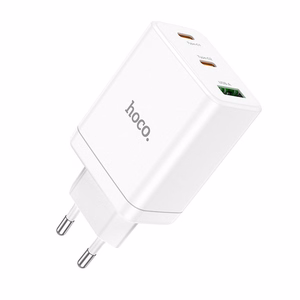Puhelinlaturi Hoco 2 x USB C + USB A QC3.0 PD 3A 35W N33 valkoinen