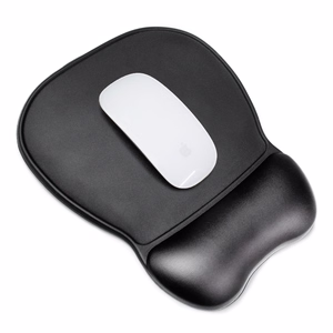 Ergonominen hiirimatto ja rannetuki Gel Eco Leather suuri liukumaton - musta