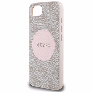 Guess HC MagSafe PU 4G Circle with Classic Logo Suojakuori iPhone 16e:lle - Vaaleanpunainen