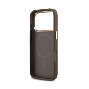 Case Guess PU Leather 4G Strass Triangle Logo Gold Frame MagSafe Apple iPhone 18 Pro Max brown