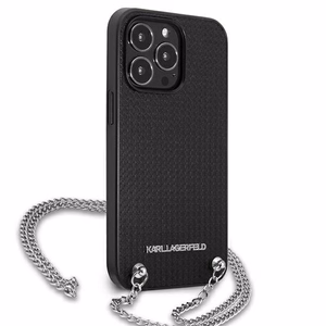 Karl Lagerfeld Nahkainen Teksturoitu ja Ketju Suojakuori iPhone 13 Pro Max 6.7" - Musta