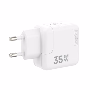 Seinälaturi MX BURST GaN PD 35W, 2xUSB-C + C/Lightning PD kaapeli 20W valkoinen