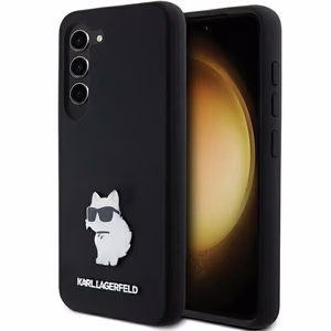 Karl Lagerfeld Silikoninen Choupette Metal Pin Suojakuori Samsung Galaxy S23:lle - musta