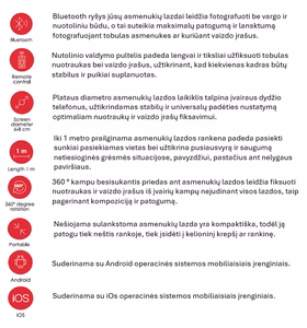 SEEK TOTI selfie-tikku kevyellä jalustalla L12-B, musta