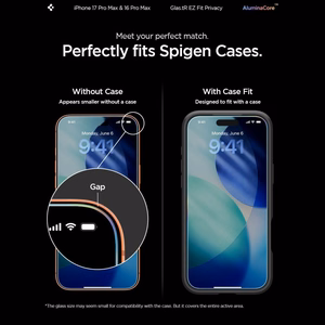 Spigen Glas.tR EZ Fit Privacy Tempered Glass for iPhone 16 Pro Max / 17 Pro Max - 2 pcs.