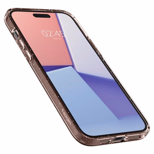 Spigen Liquid Crystal Glitter iPhone 15 Plus Suojakuori - Vaaleanpunainen/Kirkas
