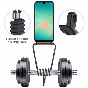 Samsung Galaxy A37 5G TPU Case with Card Holder and Crossbody Lanyard - Black