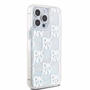 DKNY Liquid Glitter Multilogo Suojakuori iPhone 15 Pro Max:lle - valkoinen
