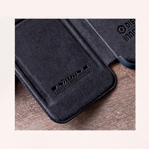Nillkin Qin Nahka Pro Case Kotelo Samsung Galaxy S22+ (S22 Plus) Kamera Protector Holster Cover Flip Case Ruskea