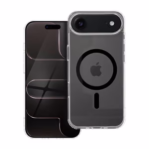 Suojakuori iPhone 17 AIR:lle Drop Glue Colorful Ring Mag Cover MagSafe-yhteensopiva musta